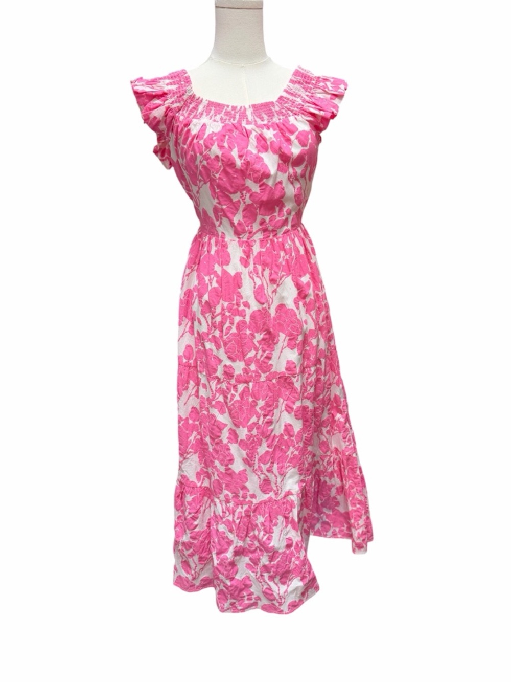 E-1 English Factory Back Bow Floral Midi Dress